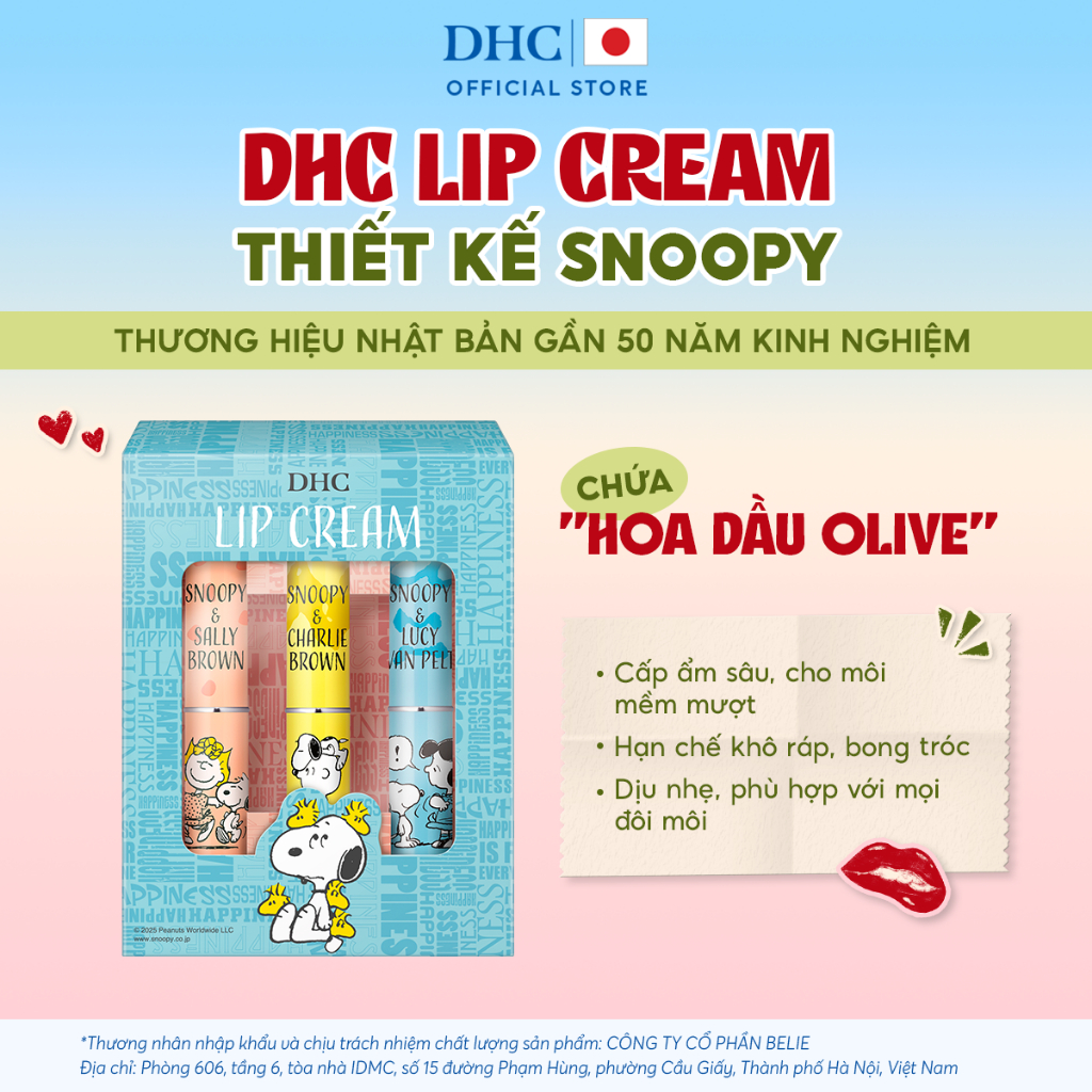 [Thiết kế Snoopy] Combo 3 Thỏi Son dưỡng môi DHC Lip Cream