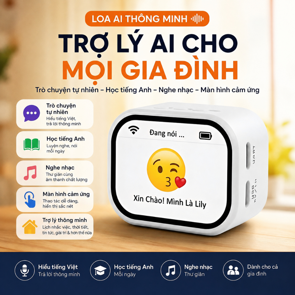 Loa Ai Xiaozhi Thông Minh màn hình cảm ứng 2.01 inch  - Chatbot Ai Xiaozhi học tiếng anh