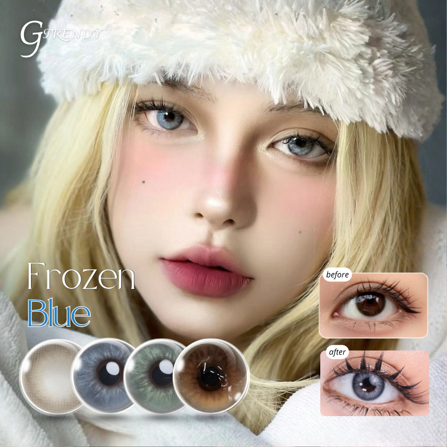 Kính áp tròng GTRENDY vân băng tone Tây Frozen Gray, Frozen Blue, Frozen Green, Coffee Brown - đường