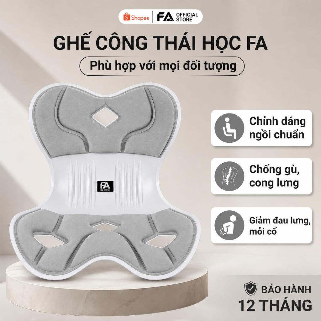 Ghế Tựa Lưng Công Thái Học FA Bản Cao Cấp - Chỉnh Dáng Ngồi, Chống Gù, Phù Hợp…