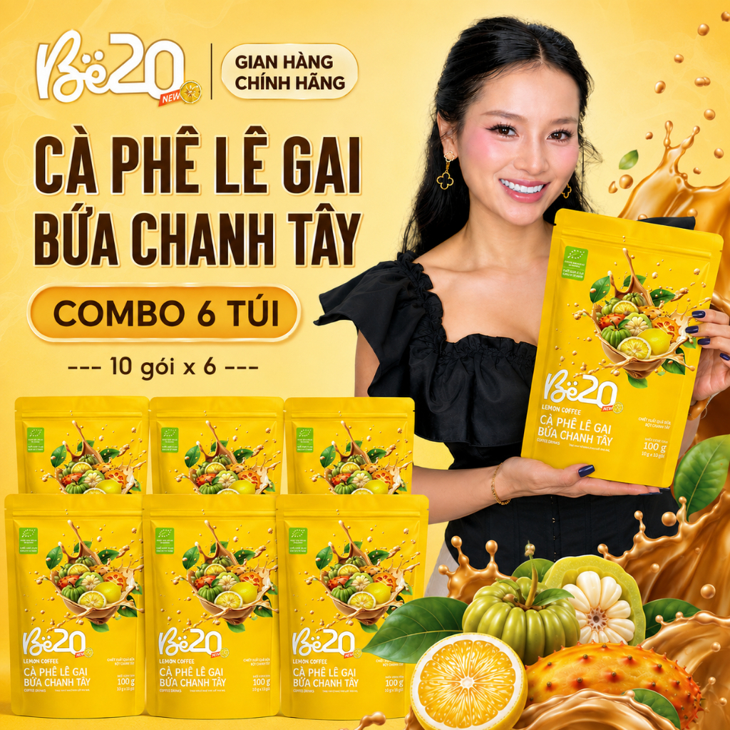 [COMBO] 6 Túi Cà Phê Be20 Vị Lê Gai Bứa Chanh Tây, Cà Phê Be20 Vị Chanh Tây Hòa Tan Túi Zip Mới - 10
