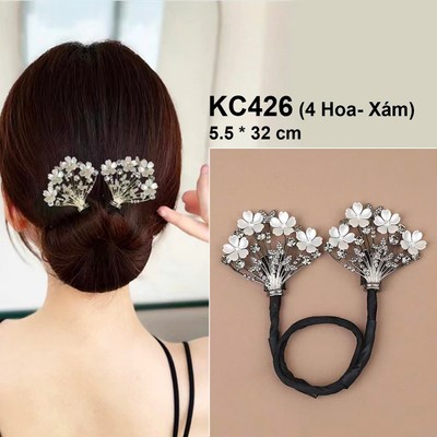 GOTI Kẹp Quấn Tóc Tạo Kiểu Sang Trọng Hình Hoa Xám Dành Cho Nữ KC426