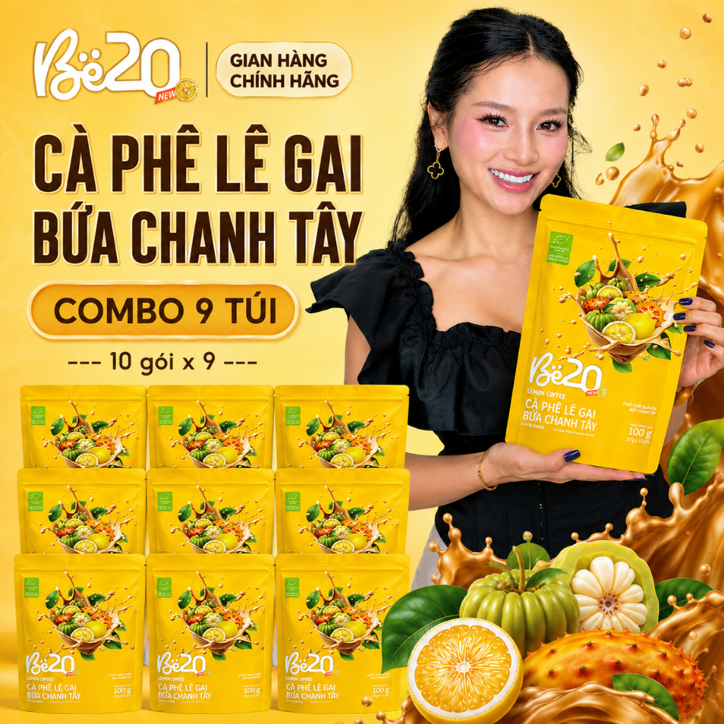 [COMBO] 9 Túi Cà Phê Be20 Vị Lê Gai Bứa Chanh Tây, Cà Phê Be20 Vị Chanh Tây Hòa Tan Túi Zip Mới - 10