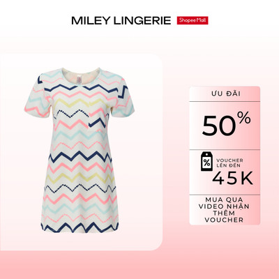 Đầm Ngủ Nữ Cotton Ngắn Có Tay Hoa Văn Nature Wind Miley Lingerie - Mềm Mại, Thoáng Khí