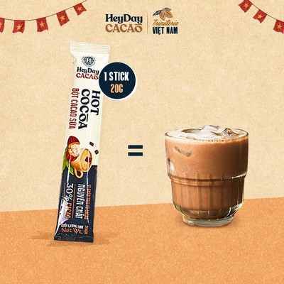 Bột Cacao Sữa Gói Tiện Lợi 20g - Vị truyền thống, Vị sữa dừa - Đậm vị từ cacao nguyên chất - Heyday