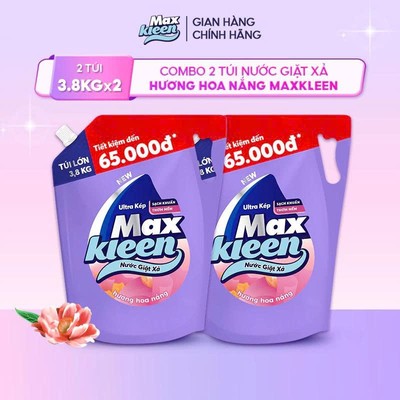 [ĐỘC QUYỀN SINH VIÊN] Combo 2 Túi Nước Giặt Xả Maxkleen Hương Hoa Nắng 3.8kg/Túi