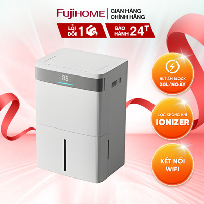Máy hút ẩm gia đình lọc không khí ionizer Fujihome 12 - 40 Lít, Có kết nối wifi, độ ồn thấp