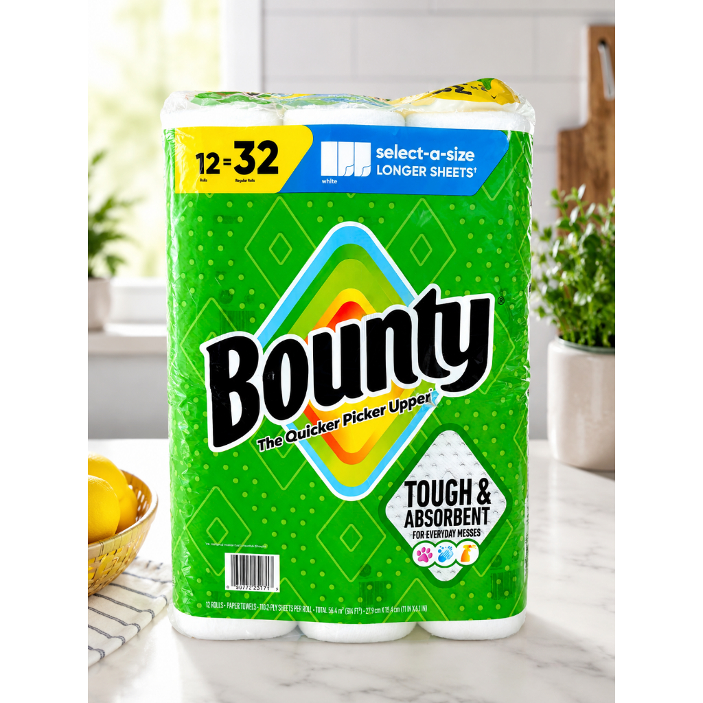Giấy cuộn lau dọn nhà bếp Bounty 110 tờ 2 lớp Select-A-Size (27.9 x 15.4cm) thấm hút nhanh, tiện lợi
