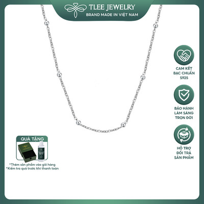 Dây chuyền bạc TLEE dáng mắt xích mix bi trơn mini kiểu dáng thanh mảnh, nhẹ nhàng TLEE JEWELRY D0454
