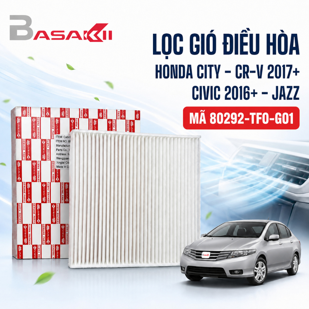 Lọc điều hòa Honda City, CRV 2017+ Asakii mã 80292TF0G01