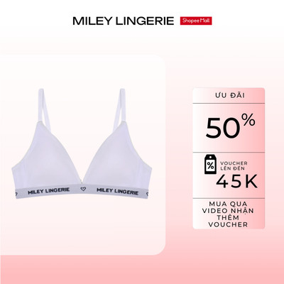 Áo Ngực Mút Mỏng Thể Thao Miley Lingerie Lưng Logo Chất Vải Cotton Thiên Nhiên BeingMe  - Trắng