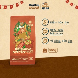 Bột cacao nguyên chất không đường Heydaycacao - Dòng Balanced phổ thông - Túi 500g