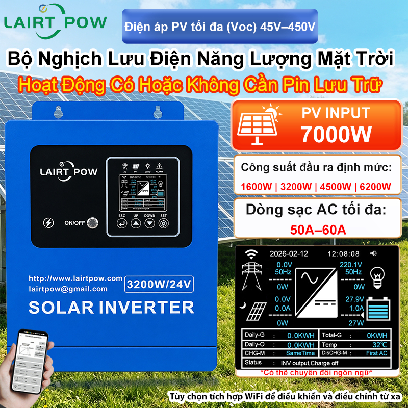 LairtPow Inverter Hybrid Solar MPPT – Bộ Điều Khiển Sạc Năng Lượng Mặt Trời