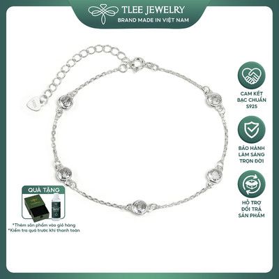 Lắc tay bạc nữ TLEE Elara đính năm ổ đá tròn 6mm lấp lánh, sang trọng TLEE JEWELRY LT0497