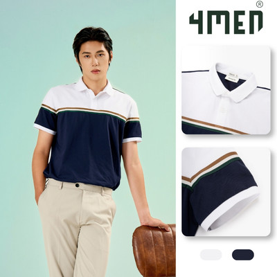 Áo Polo 4men Signature Stripe Phối Màu Form Regular PO192 Basic, Thanh Lịch
