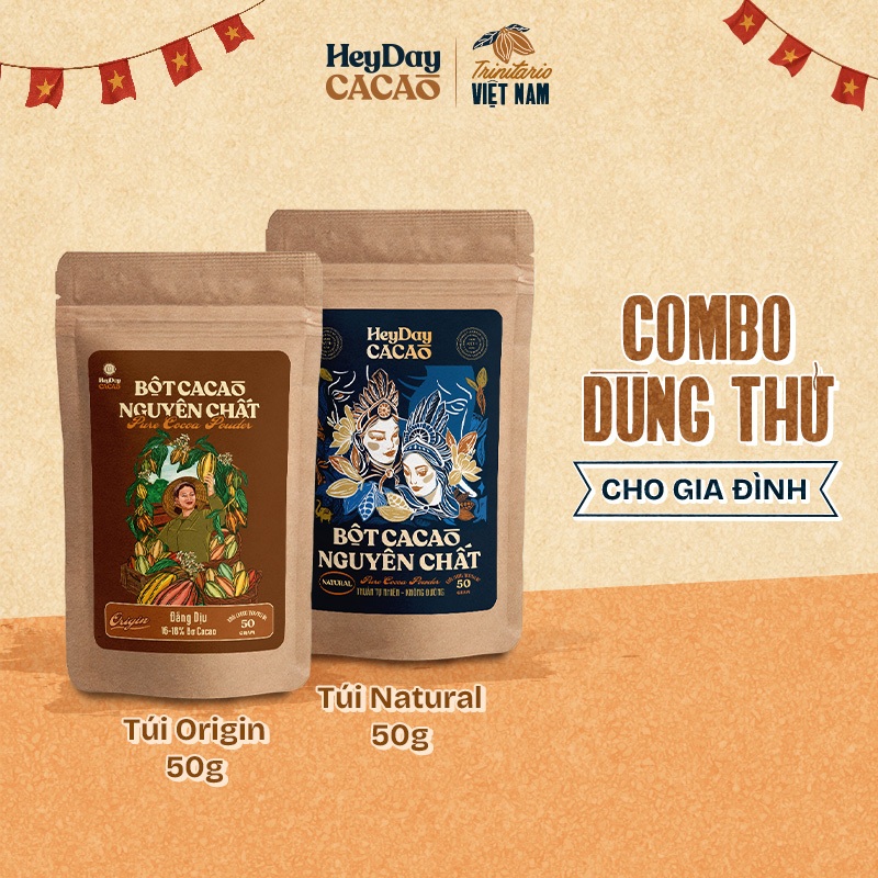 Combo dùng thử cho Gia đình - Túi Origin 50g, Túi Natural 50g - Heyday