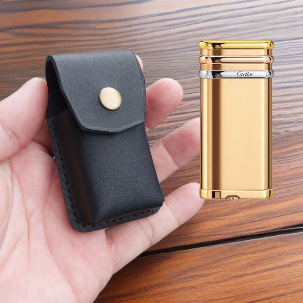 Bao Da Cartier, Bật Lửa Cartier da bò thật handmade, đồ da thủ công