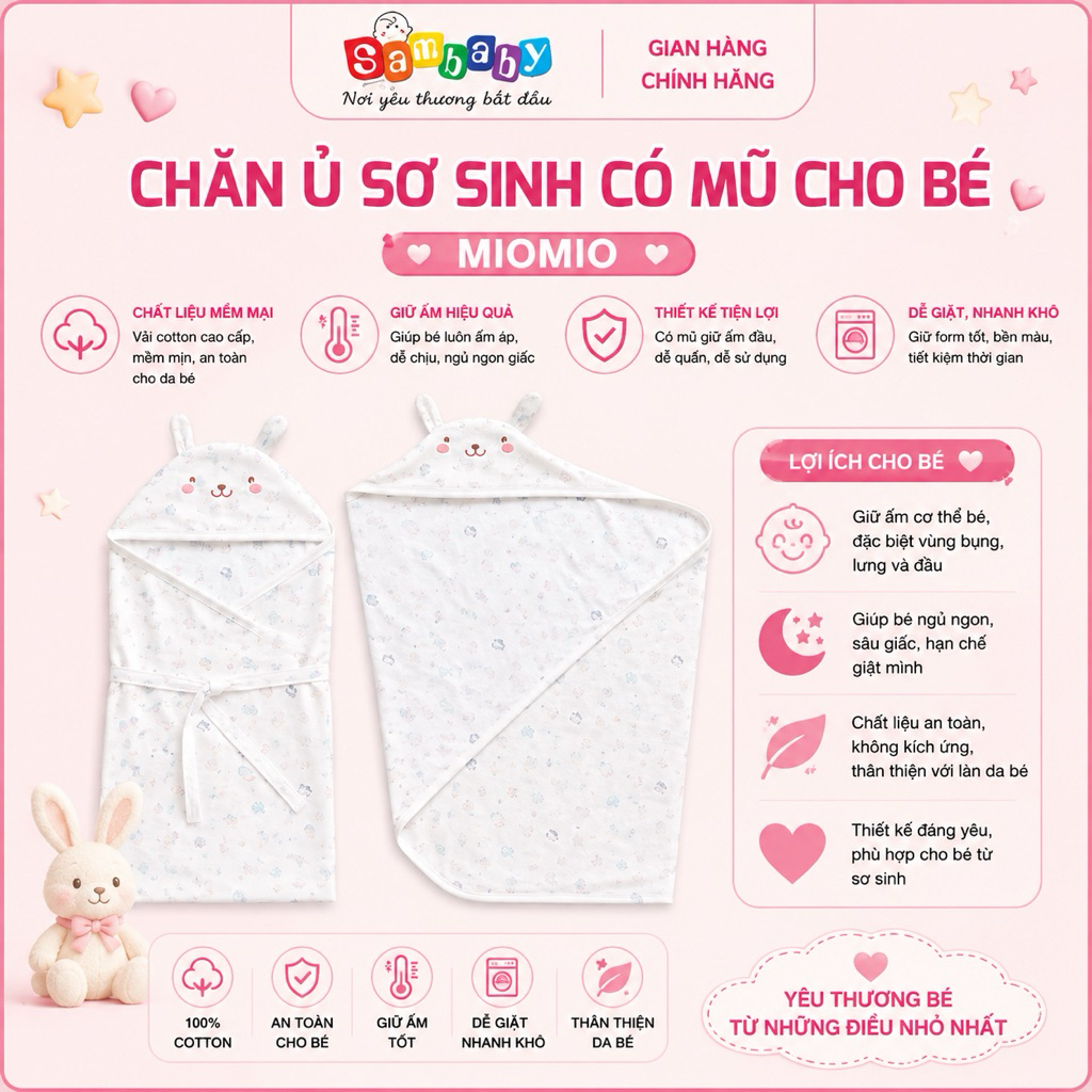 XẢ KHO Chăn ủ cho bé sơ sinh Mio Mio