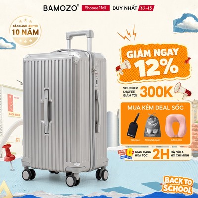 Vali Du Lịch Bamozo Ultrapack Lite Khóa Kéo Size 20/24/28 Nhựa PC Nguyên Khối, Tăng Sức Chứa 70/30_ULTRAL