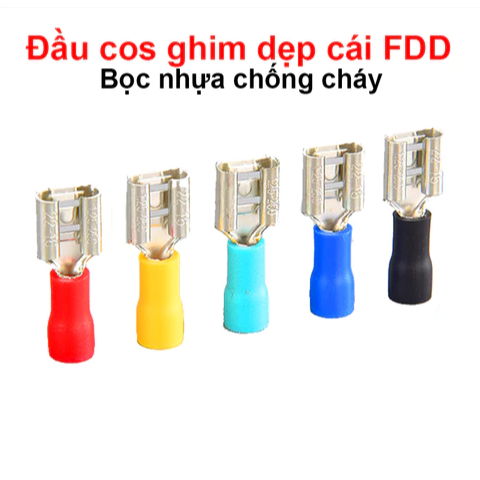 (1000 cái) Đầu cos ghim dẹp cái, cos ghim capa bọc nhựa - hieunhung