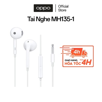 Tai nghe có dây 3.5mm OPPO MH135, có mic đàm thoại, dây dài 1m2 - Chỉ tương thích với sản phẩm OPPO