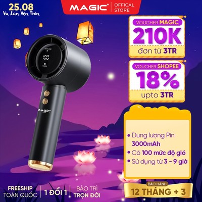 Quạt sạc cầm tay mini Magic A009, Pin thực tế 3000mAh, Sử dụng trong 9.5h, Bảo hành 12 tháng