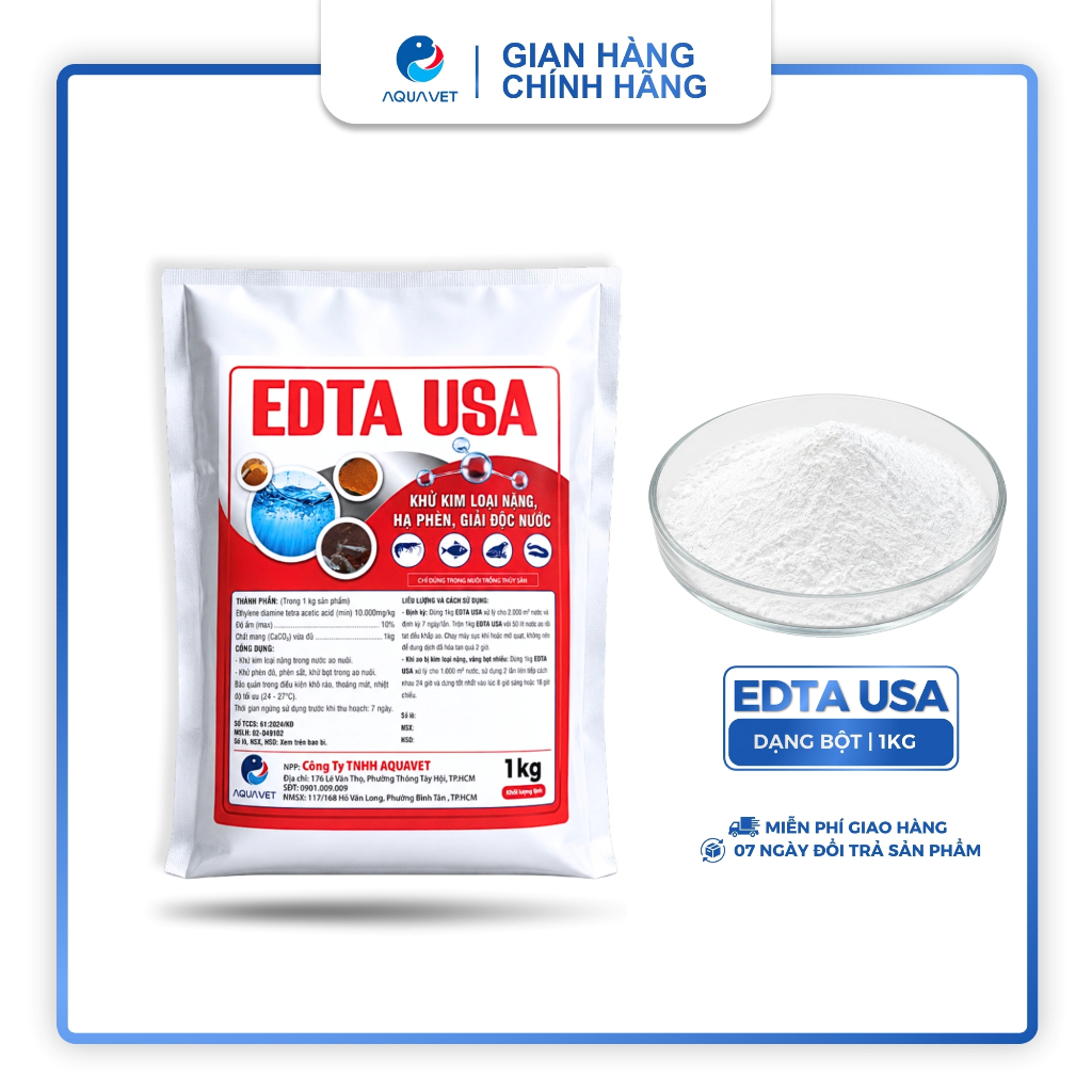 Siêu Khử Phèn EDTA - Khử Kim Loại Nặng Hạ Phèn Nhanh Giải Độc Dư Lượng Hóa Chất Ao Nuôi Tôm Aquavet