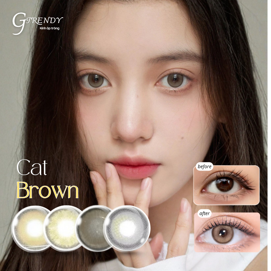 Kính áp tròng GTRENDY tự nhiên cho đôi mắt dịu dàng Cat Brown, Skin Gray, Milli Gray, Vera Gray - đư
