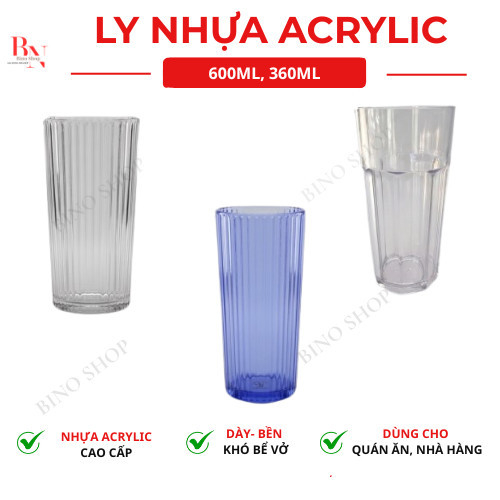 Ly Nhựa Trong/Màu 360ml, 600ml Cao Cấp,Khó Vỡ