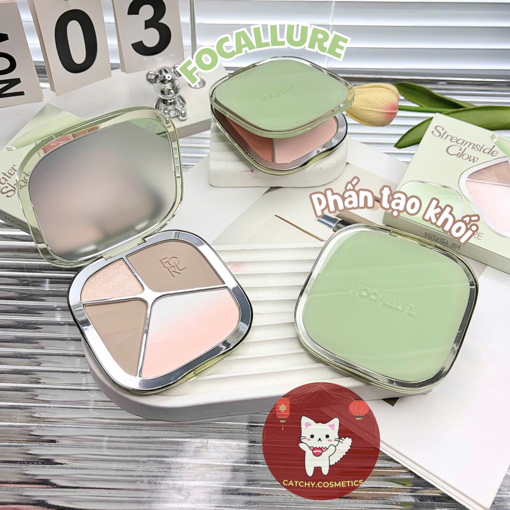 [FOCALLURE] Phấn Tạo Khối 4 Ô Focallure Kèm Highlight Vỏ Xanh (VN-FA-F86)