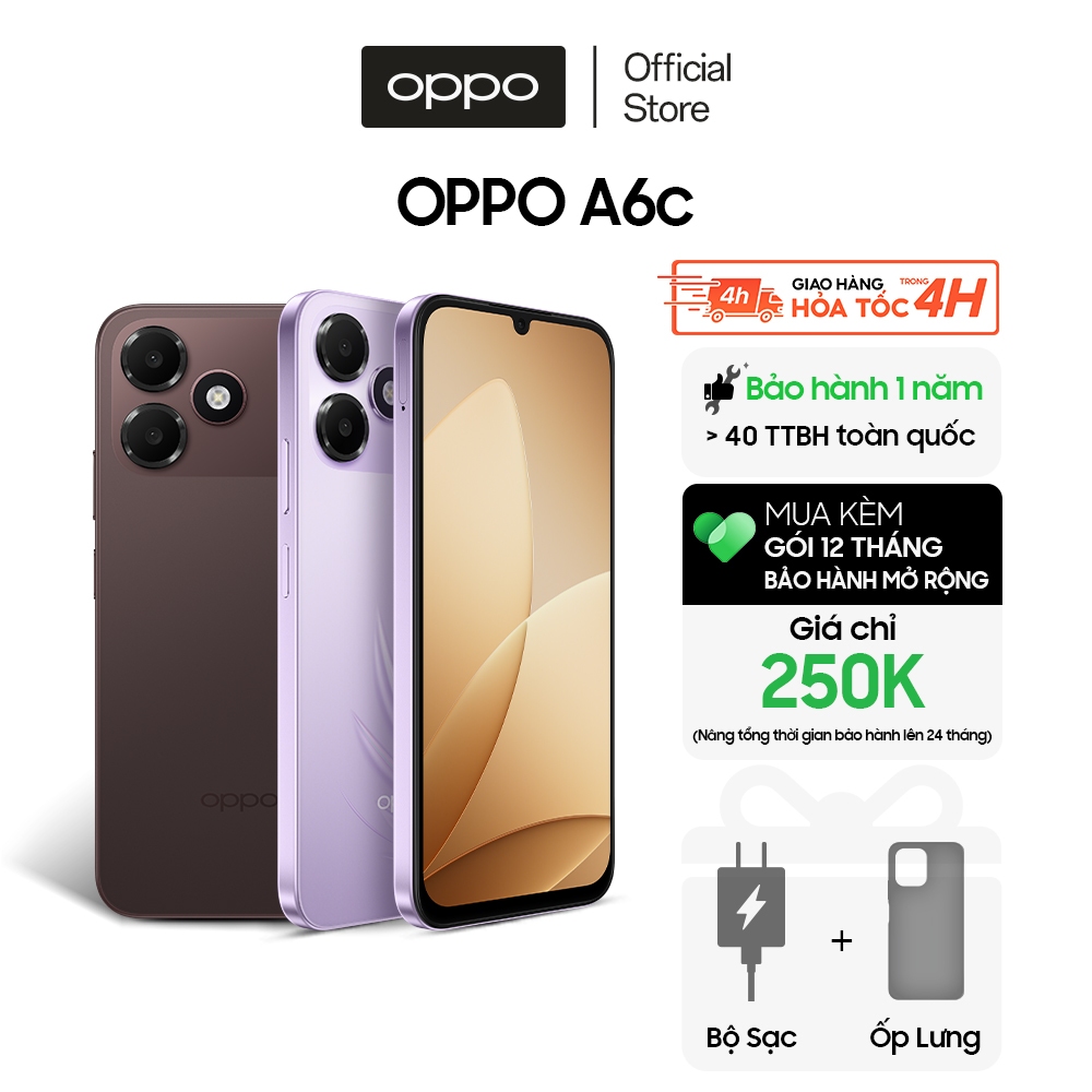 Điện thoại OPPO A6c 4GB/64GB siêu pin 7000mAh và sạc ngược có dây - Hàng chính hãng