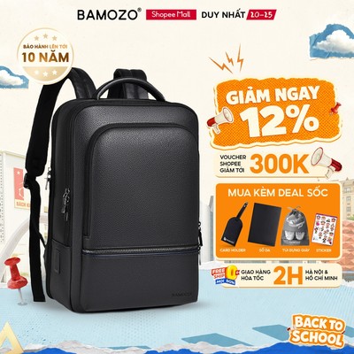 Balo da đựng laptop 15.6 inch Bamozo Vestor phù hợp đi học đi làm, chống thấm nước, chống gù, tích hợp cổng sạc_BL09