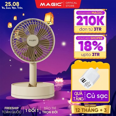 Quạt Sạc Gấp Gọn Magic A-007, Pin Trâu 5400mAh Dùng Liên Tục 24h, Tùy Chỉnh Độ Cao, Gió Mạnh, BH 12T