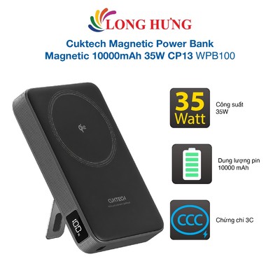 Sạc dự phòng Cuktech Magnetic Power Bank Magnetic 35W 10000mAh CP13 WPB100 - Hàng chính hãng