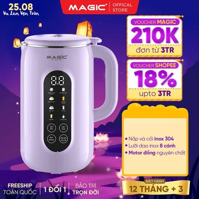 Máy Làm Sữa Hạt Magic A-100, Nắp & Cối Inox 304, Lưỡi Dao 8 Cánh, 8 Chức Năng Xay Nấu, BH 12 Tháng