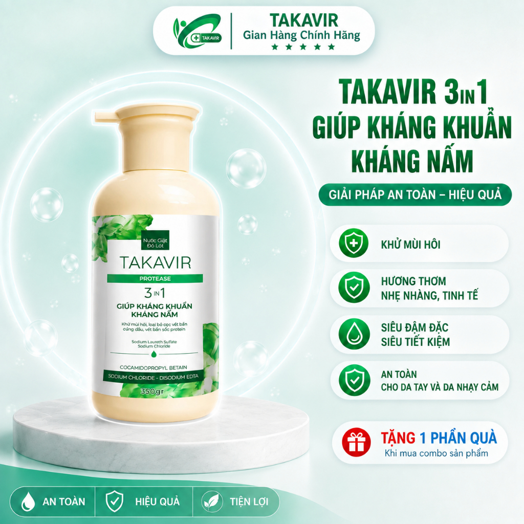NƯỚC GIẶT ĐỒ LÓT TAKAVIR 350gr - Dành Cho Nam Và Nữ Dịu Nhẹ,Thơm Tho An Toàn Cho Da Nhạy Cảm