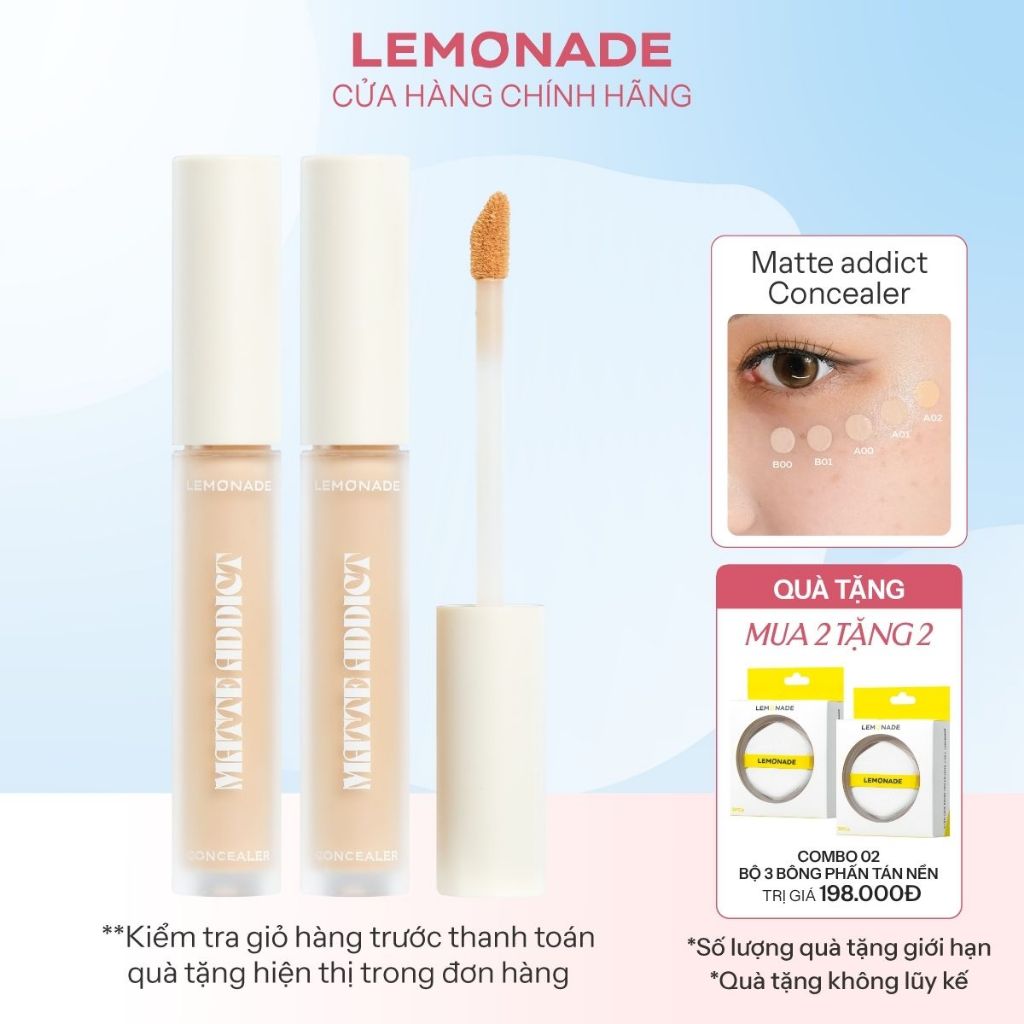 Kem che khuyết điểm kiềm dầu bền màu Lemonade Matte Addict Concealer 3g