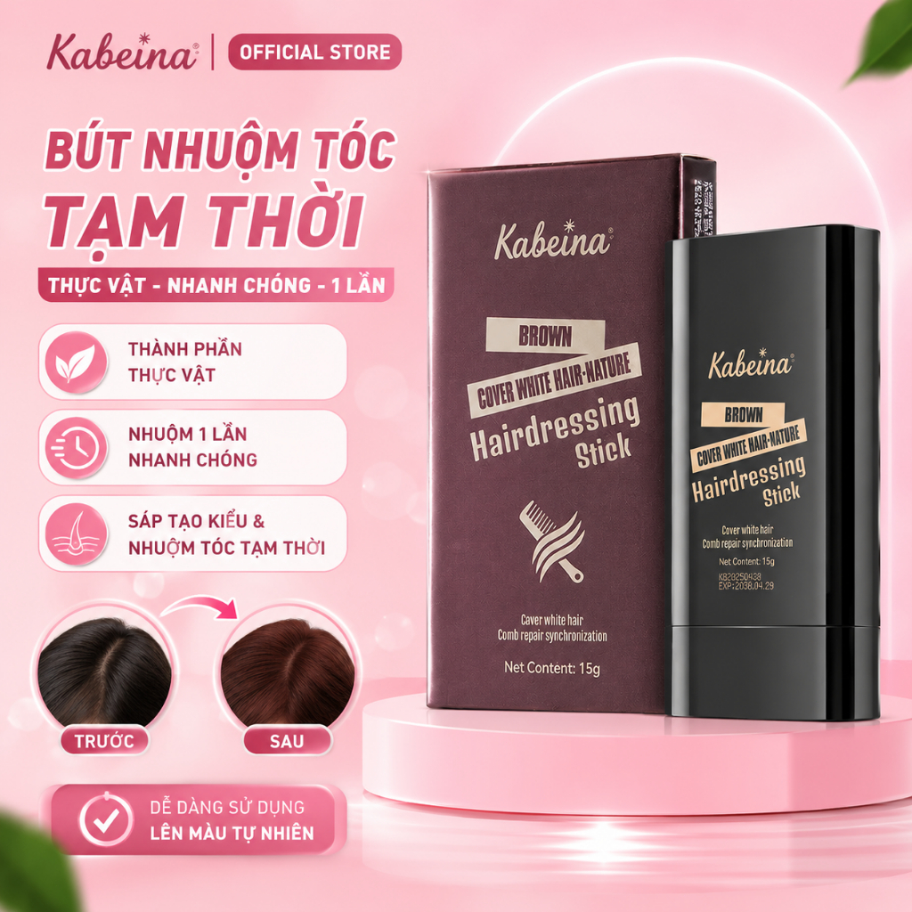 Kabeina Bút Nhuộm Tóc Tạm Thời Thực Vật, Sáp Tạo Kiểu & Nhuộm Tóc 1 Lần Nhanh Chóng