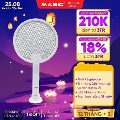 Vợt Muỗi Magic A-015 Tự Động Diệt Muỗi, Đèn UV Bắt Muỗi, Sạc Điện, Bảo Hành 12 Tháng