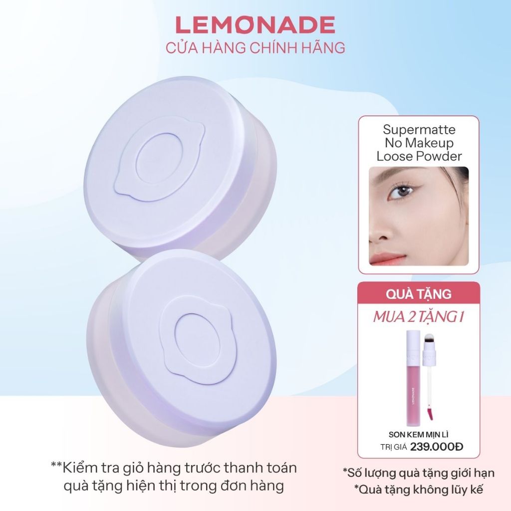 Phấn phủ mỏng nhẹ kiềm dầu thuần chay chống nắng Lemonade Supermatte NoMakeup Loose Powder 9g
