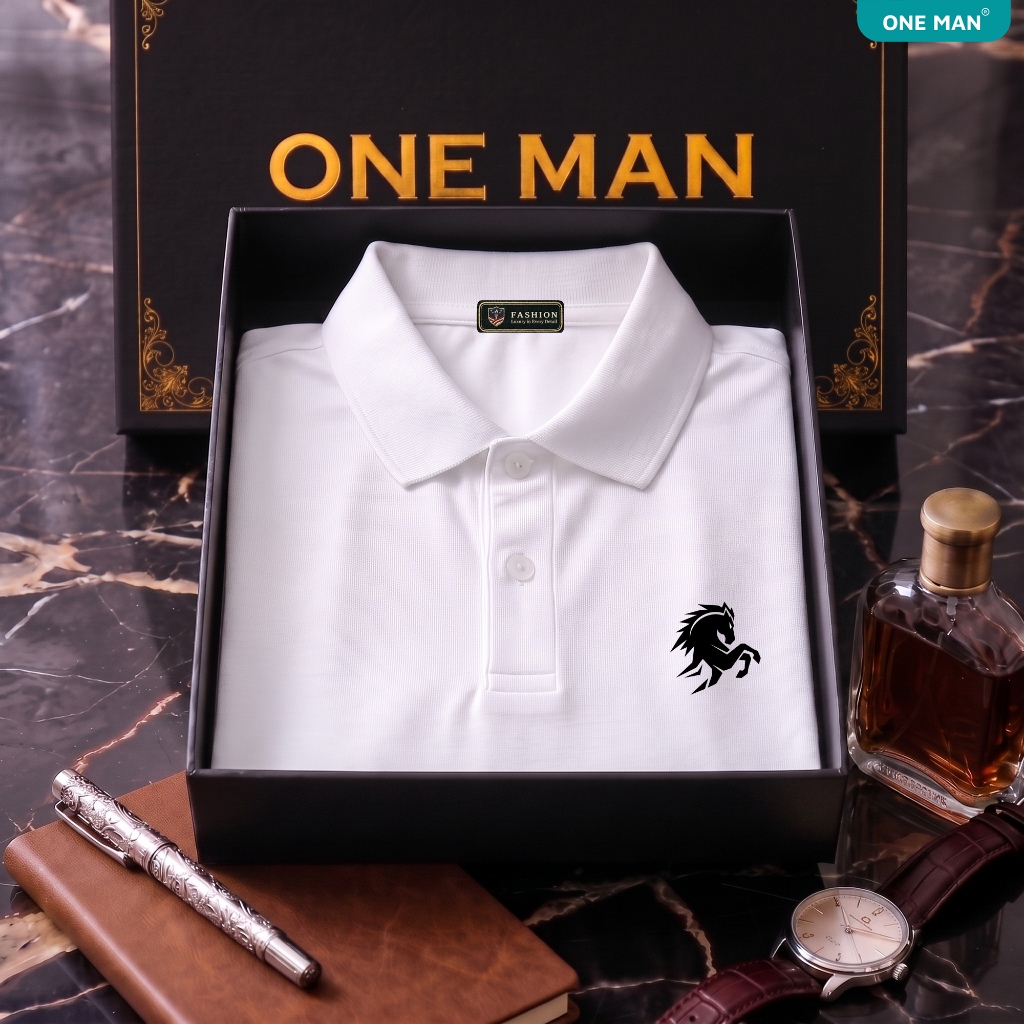 Áo polo ONE MAN [Tặng kèm hộp] vải cotton cao cấp, logo ngựa phong cách, xẻ tà 2 bên lịch sự - nam t
