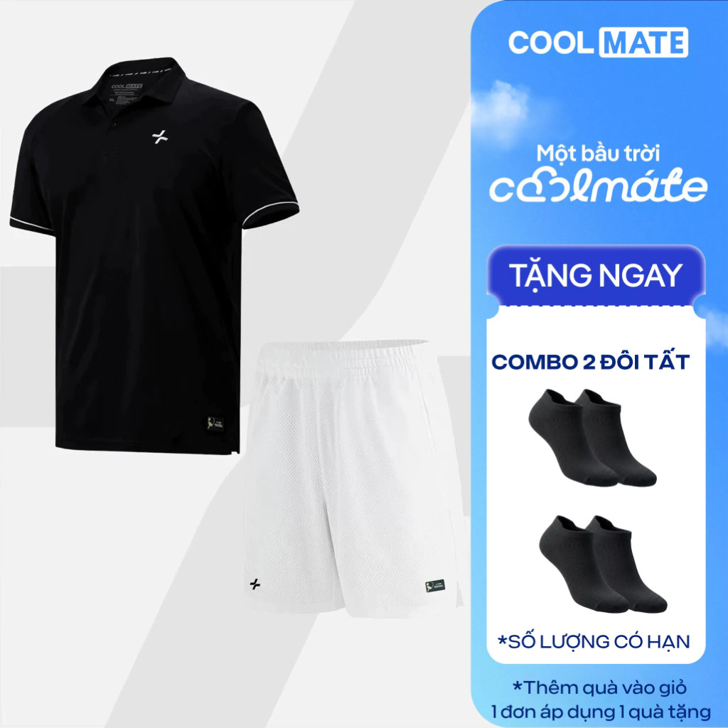 [DEALSV]Set đồ bộ thể thao nam Pickleball Exdry Áo polo và Quần shorts thấm hút, nhanh khô Coolmate