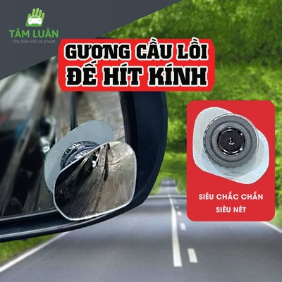 [Bộ 2] Gương cầu lồi ô tô cao cấp hút chân không, không viền, gắn gương chiếu hậu xe hơi xóa điểm mù BONACA