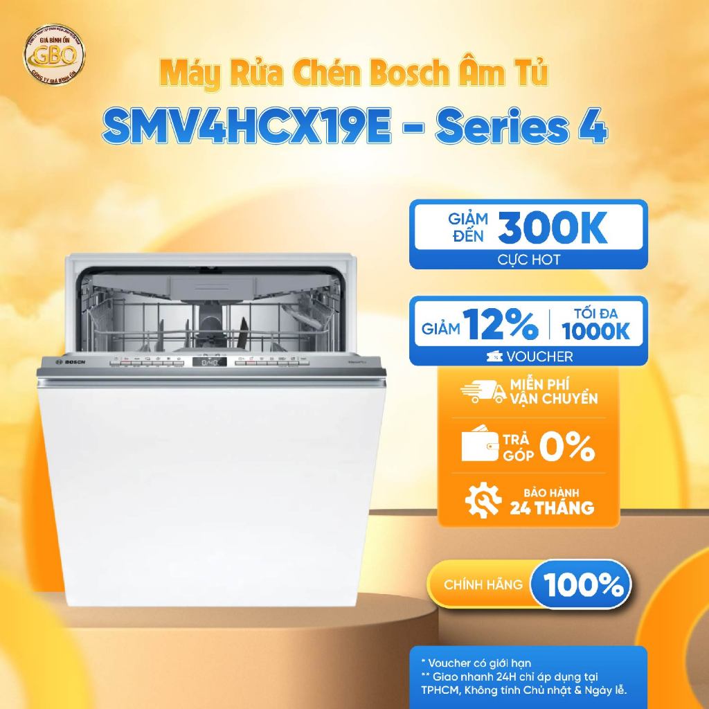 SMV4HCX19E - Máy Rửa Chén Bosch Âm Tủ Series 4