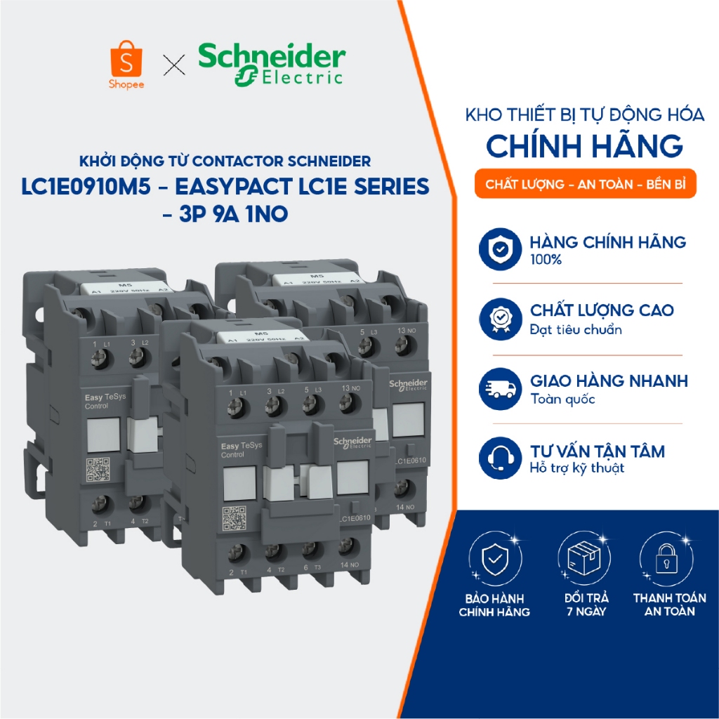 Khởi động từ Contactor Schneider LC1E0910M5 - Easypact LC1E Series - 3P 9A 1NO