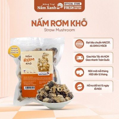 Nấm Rơm Khô Búp Túi 50gr 100gr 200gr Sấy Nhiệt Thơm Ngon Giòn - Nông Trại Nấm Xanh