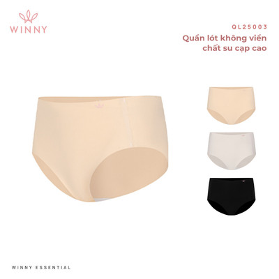 Quần lót lưng cao WINNY su đúc co giãn thấm hút, Quần lót nữ su đúc thoáng khí không đường may không viền QL25003