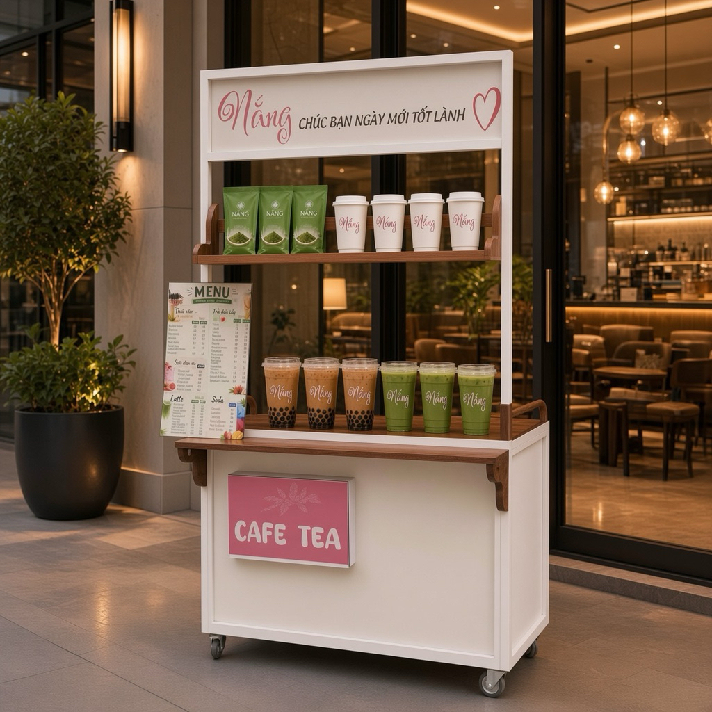 Xe trà sữa, xe cafe, xe bán nước, xe bán bánh, xe bán trà 💖 Siêu dễ thương 💖