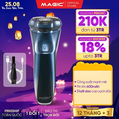 Máy cạo râu Magic B-63, 3 lưỡi dao, sử dụng 2 giờ - Hàng chính hãng