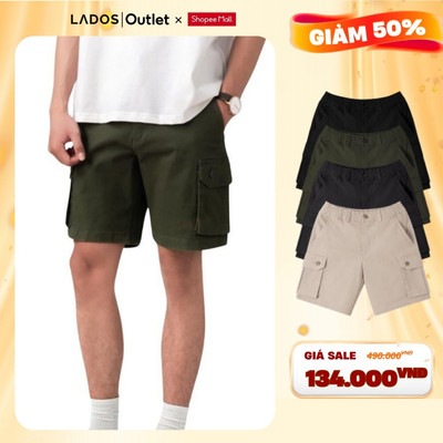 [XẢ KHO GIẢM 50%] Quần Short Kaki Nam Túi Hộp LADOS-4176 gài nút phối lưng chun co giãn thoải mái, phong cách trẻ trung